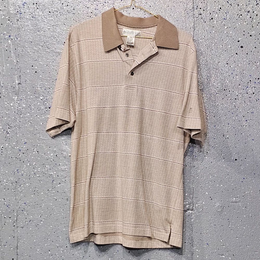 Penguin Grand Slam Mens Tan Cotton/Polyester Short Sleeve Polo Shirt Medium M